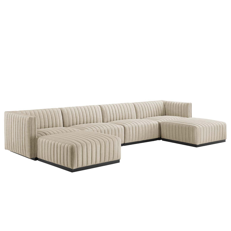 Conjure Channel Tufted Upholstered Fabric 6-Piece Sectional Sofa By Modway - EEI-5790 | Sectional | Modishstore - 1