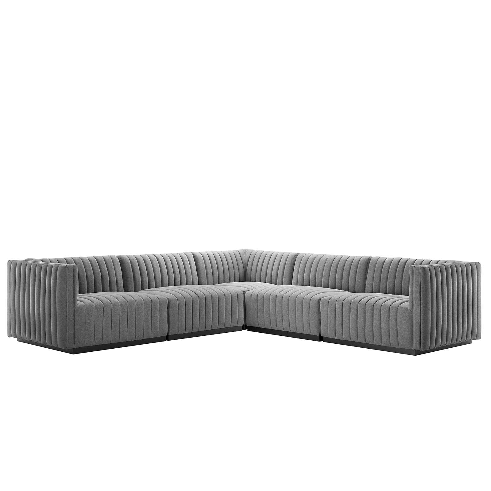 Conjure Channel Tufted Upholstered Fabric 5-Piece L-Shaped Sectional By Modway - EEI-5793 | Sectional | Modishstore - 17