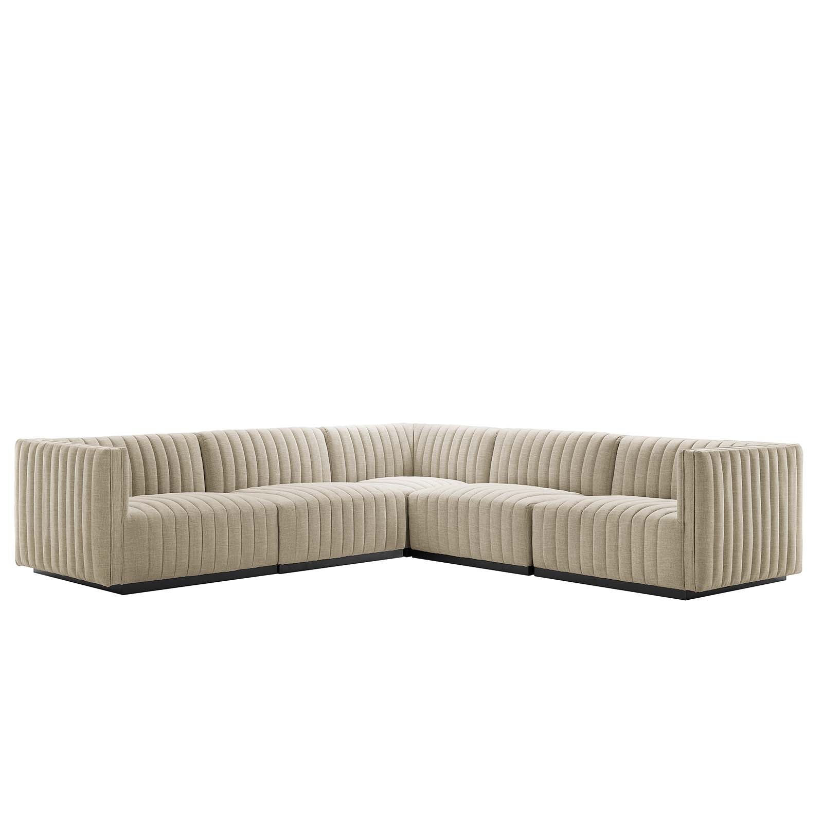 Conjure Channel Tufted Upholstered Fabric 5-Piece L-Shaped Sectional By Modway - EEI-5794 | Sectional | Modishstore - 2