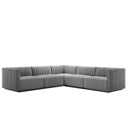 Conjure Channel Tufted Upholstered Fabric 5-Piece L-Shaped Sectional By Modway - EEI-5794 | Sectional | Modishstore - 17