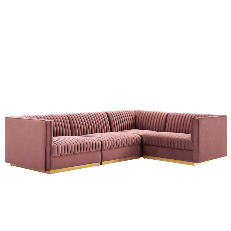 Sanguine Channel Tufted Performance Velvet 4-Piece Right-Facing Modular Sectional Sofa By Modway - EEI-5829 | Sectional | Modishstore - 2