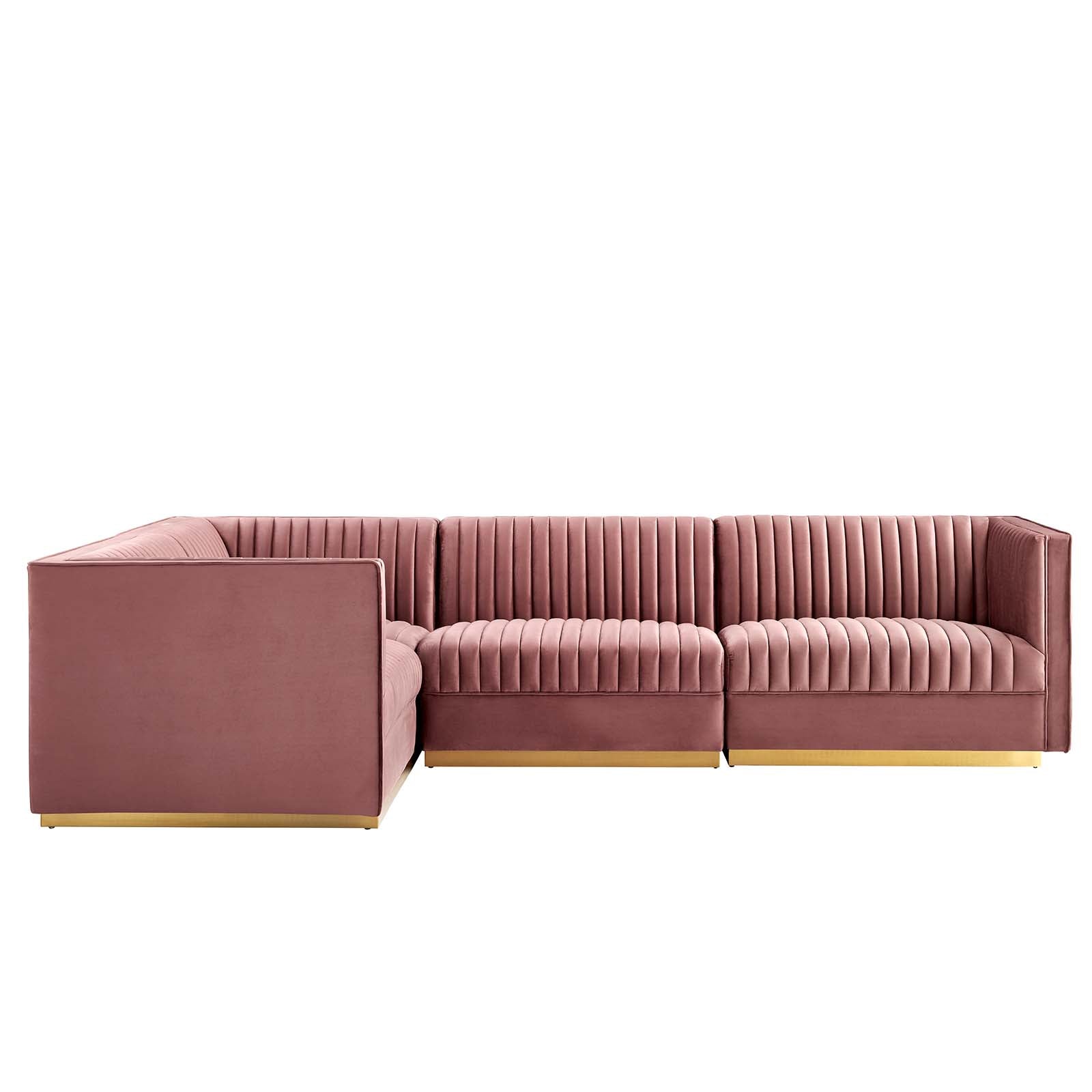 Sanguine Channel Tufted Performance Velvet 4-Piece Left-Facing Modular Sectional Sofa By Modway - EEI-5830 | Sectional | Modishstore - 4