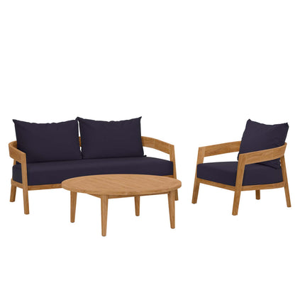 Brisbane 3-Piece Teak Wood Outdoor Patio Outdoor Patio Set By Modway - EEI-5834 | Outdoor Sofas, Loveseats & Sectionals | Modishstore - 23