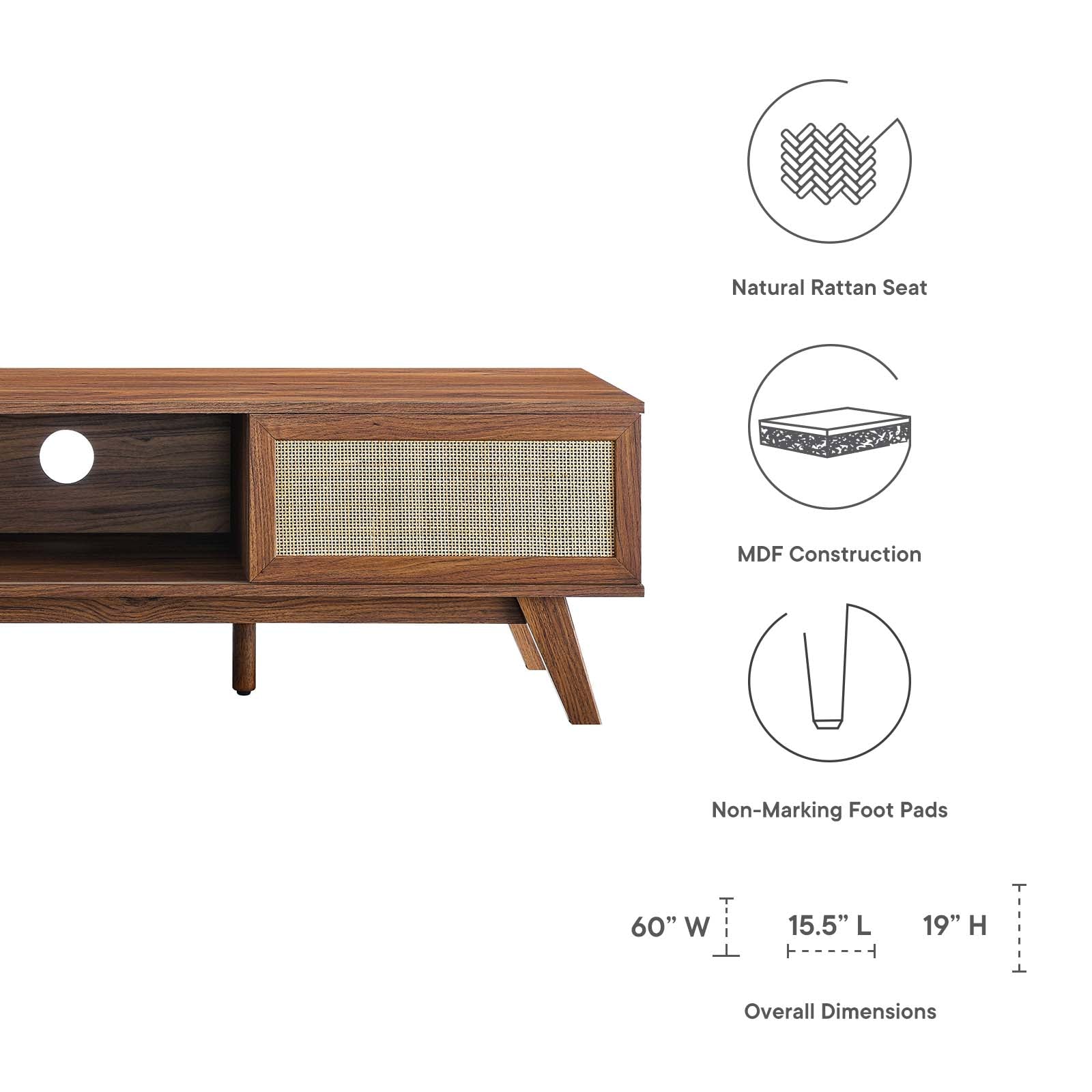 Soma 60" TV Stand By Modway - EEI-6040 | TV Stands | Modishstore - 15