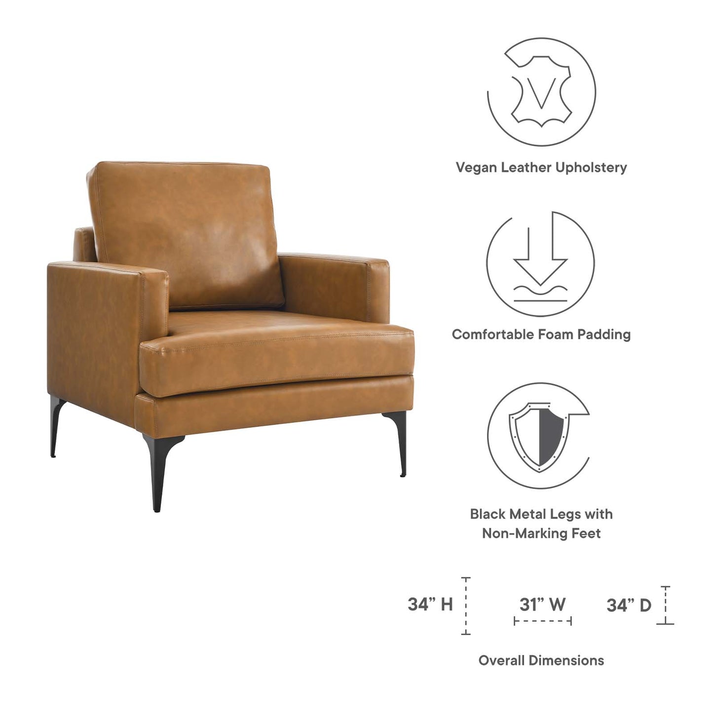 Evermore Vegan Leather Armchair By Modway - EEI-6047 | Armchairs | Modishstore - 7