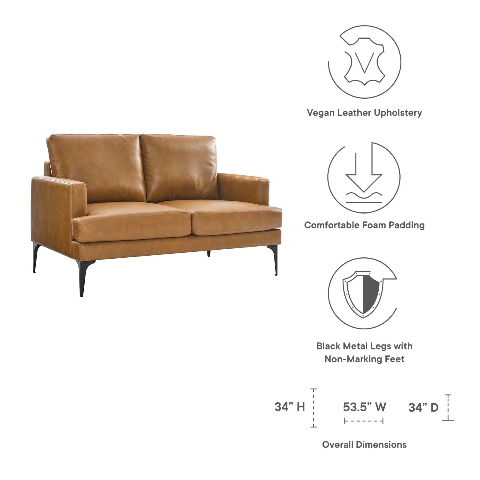 Evermore Vegan Leather Loveseat By Modway - EEI-6048 | Loveseats | Modishstore - 7