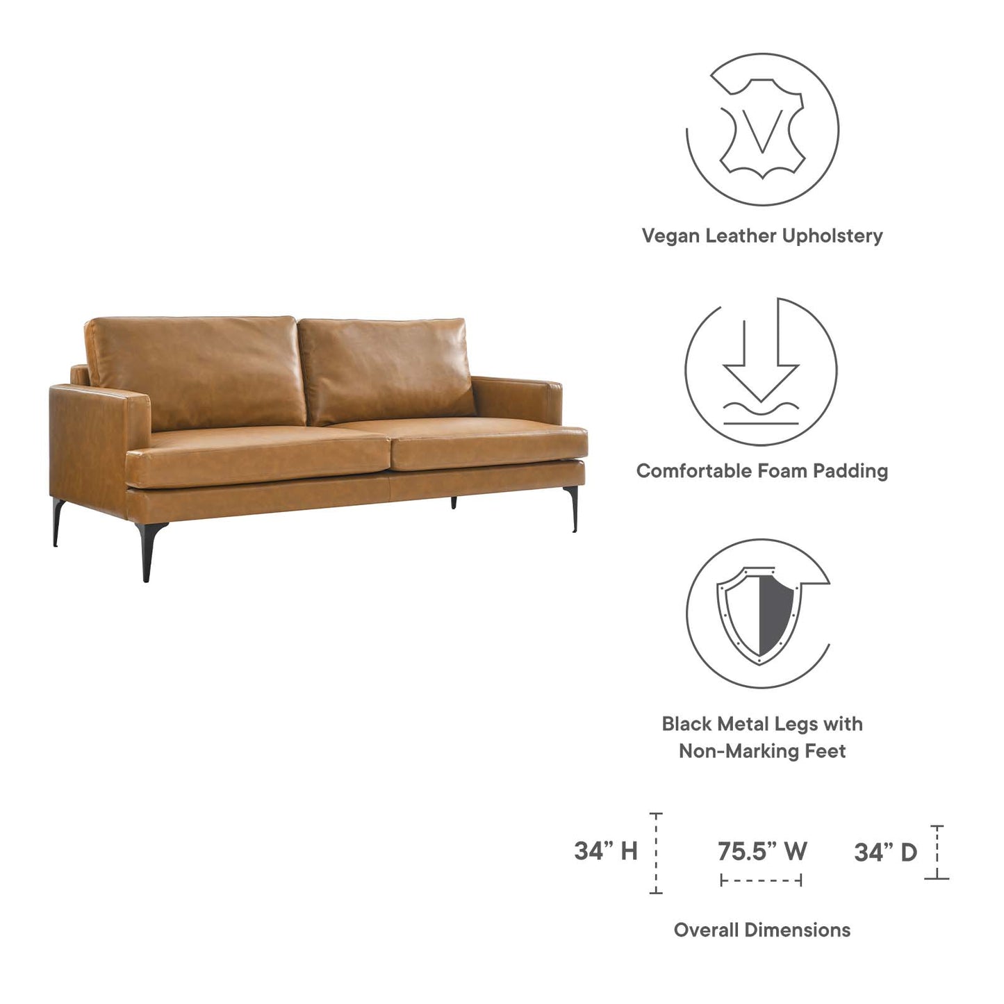 Evermore Vegan Leather Sofa By Modway - EEI-6049 | Sofas | Modishstore - 7