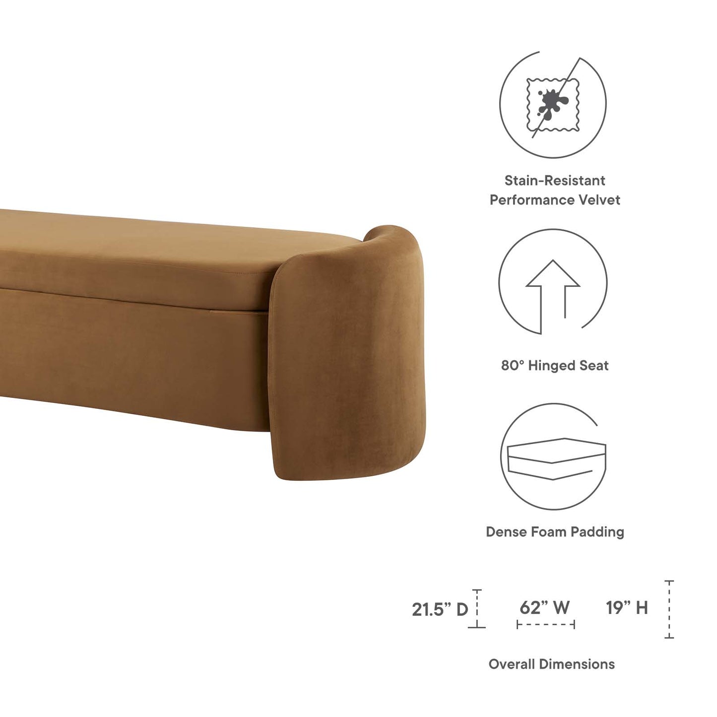 Nebula Upholstered Performance Velvet Bench By Modway - EEI-6054 | Benches | Modishstore - 7