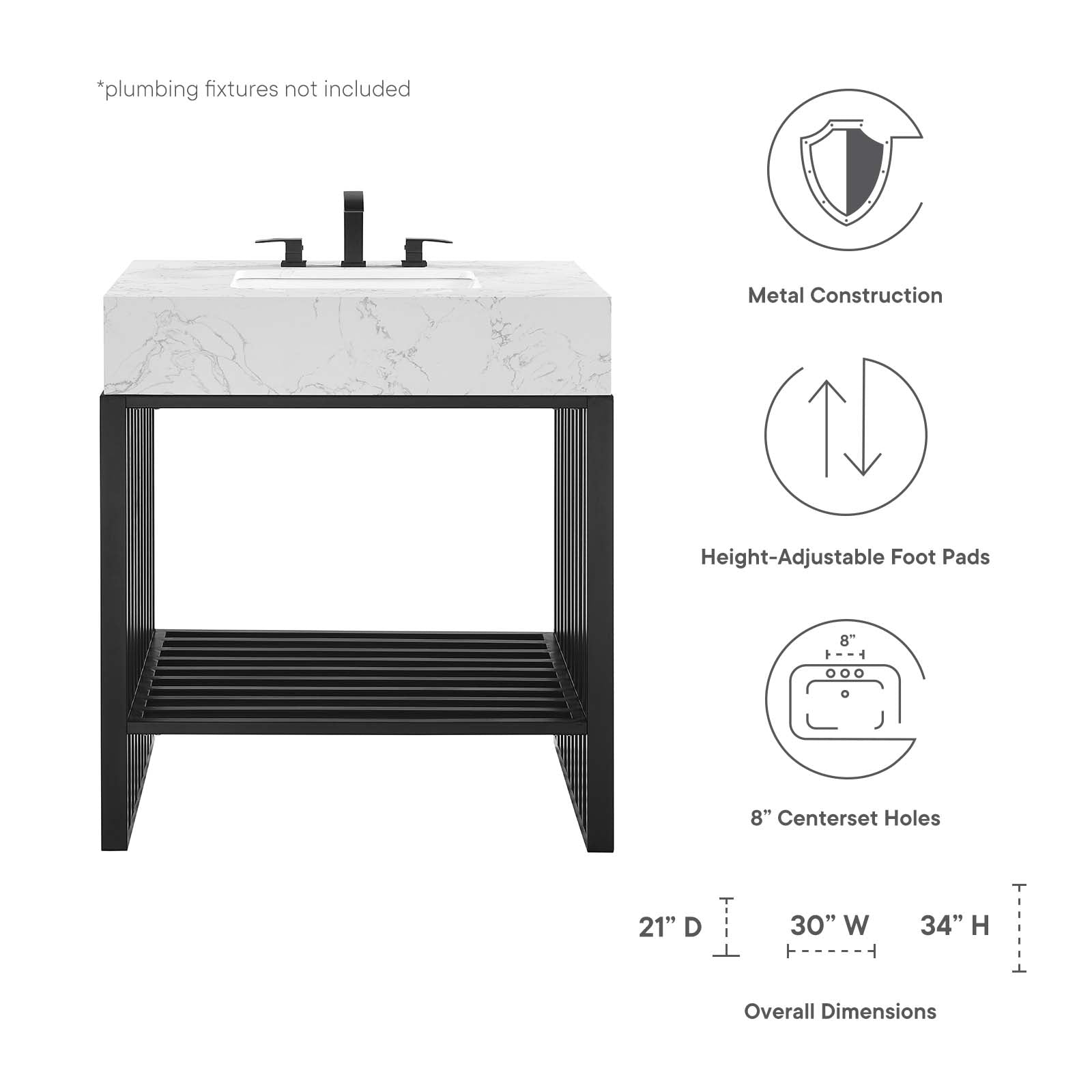 Gridiron 30" Bathroom Vanity By Modway - EEI-6106 | Bathroom Accessories | Modishstore - 8