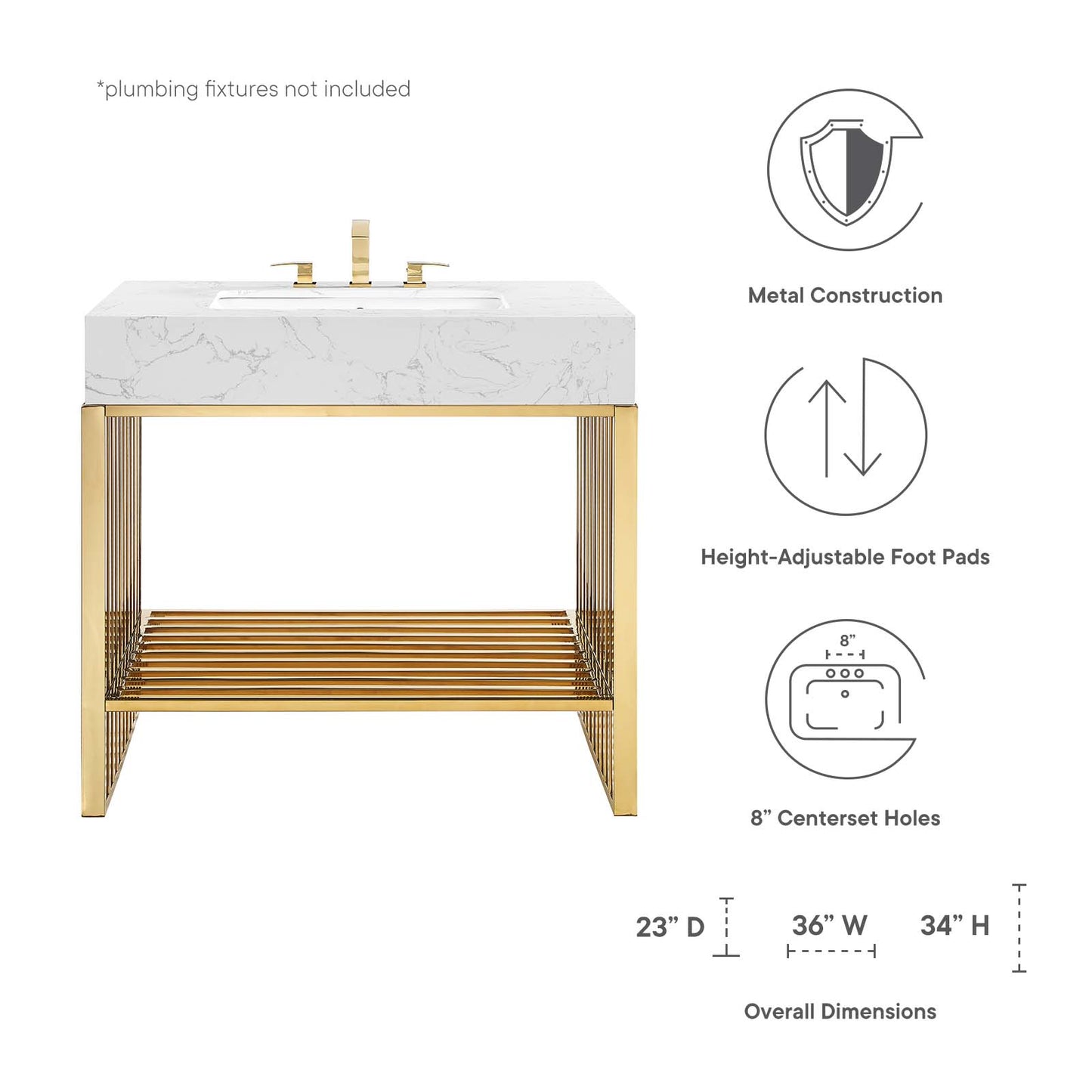 Gridiron 36" Bathroom Vanity By Modway - EEI-6107 | Bathroom Accessories | Modishstore - 8