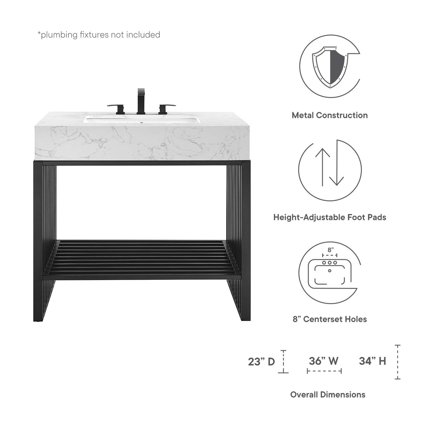 Gridiron 36" Bathroom Vanity By Modway - EEI-6108 | Bathroom Accessories | Modishstore - 8