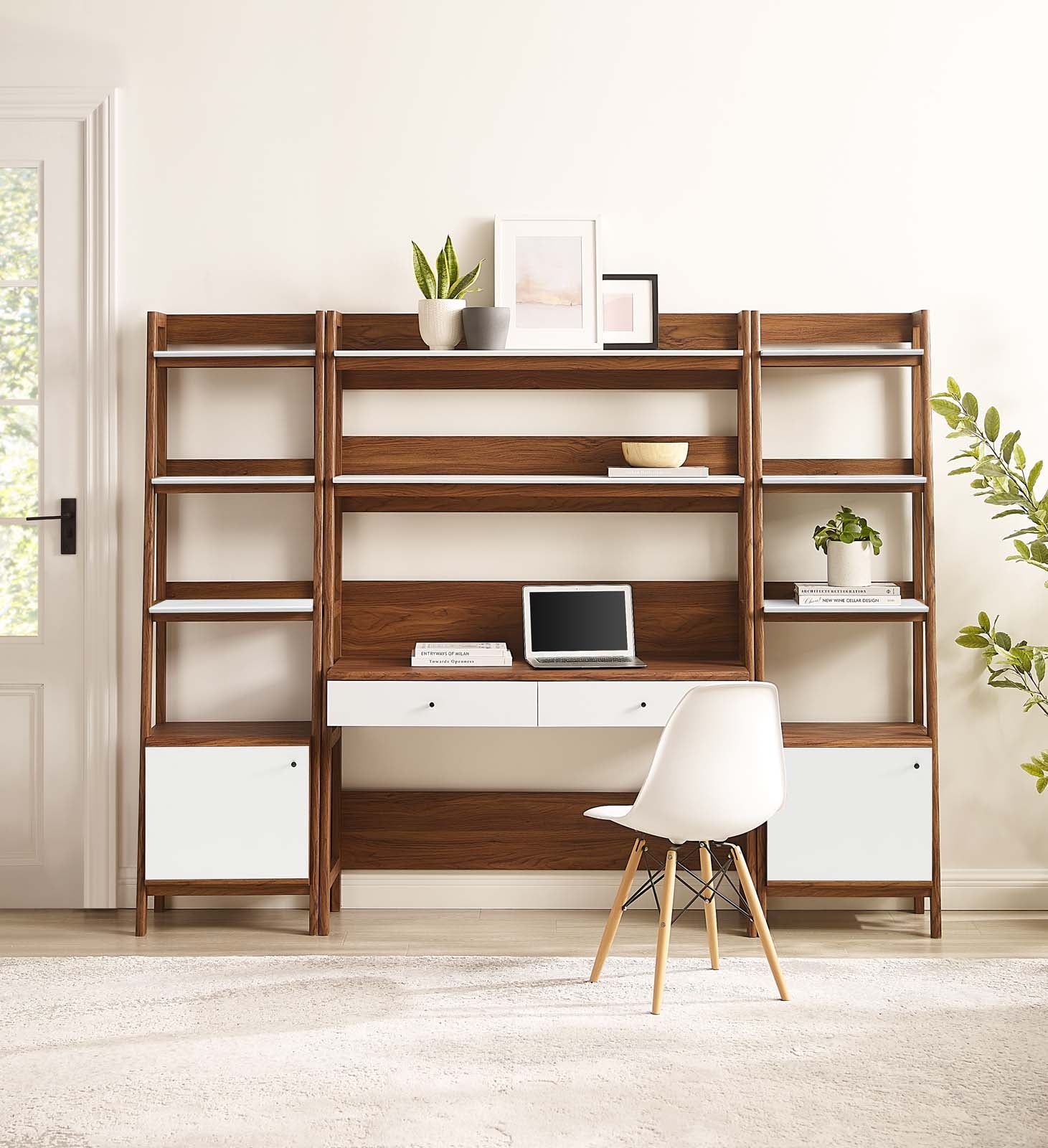 Bixby 3 Piece Wood Office Desk and Bookshelf By Modway EEI 6114 Modish Store