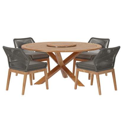 Wellspring 5-Piece Outdoor Patio Teak Wood Dining Set By Modway - EEI-6118 | Outdoor Dining Sets | Modishstore - 12