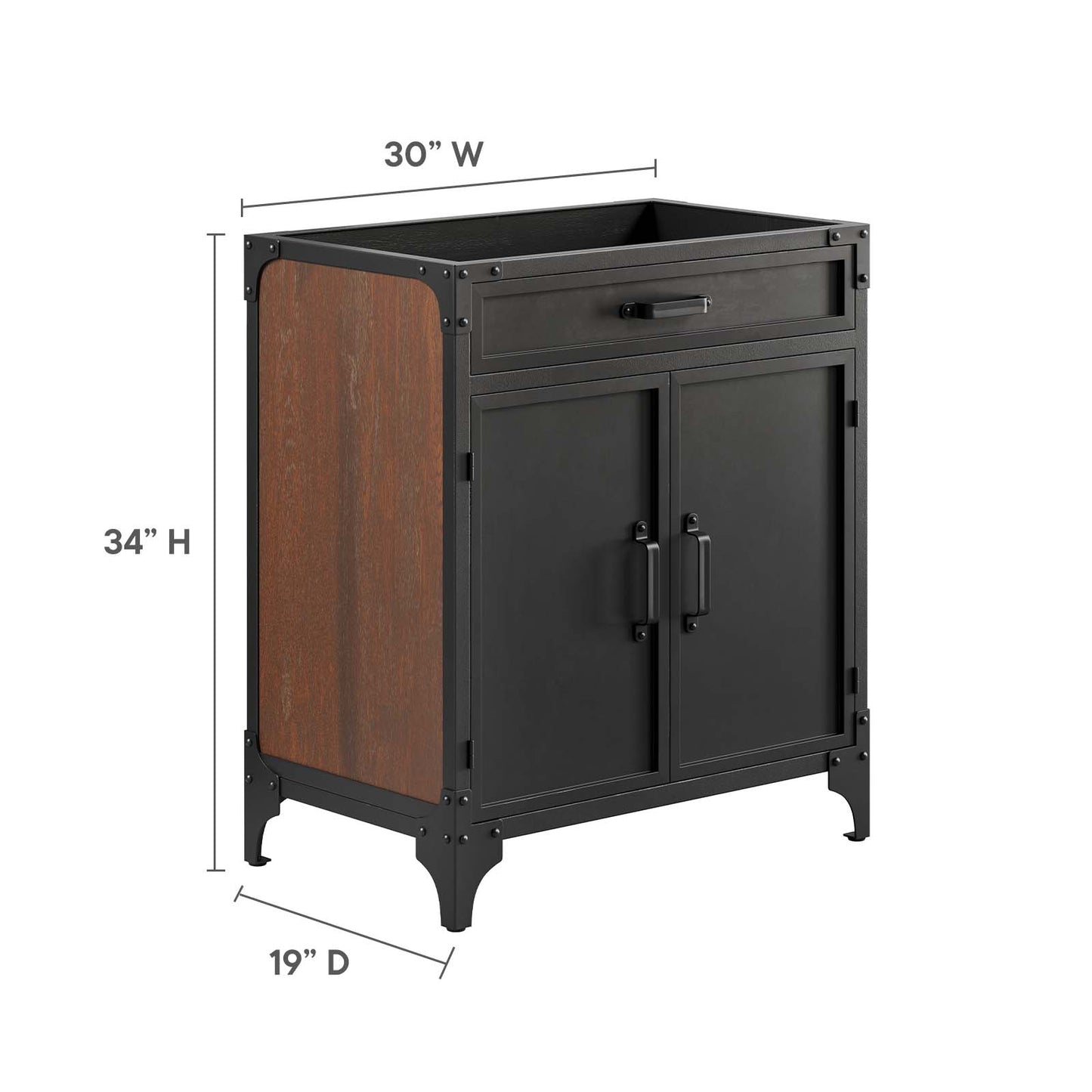 Steamforge 30" Bathroom Vanity Cabinet (Sink Basin Not Included) By Modway - EEI-6128 | Bathroom Accessories | Modishstore - 7