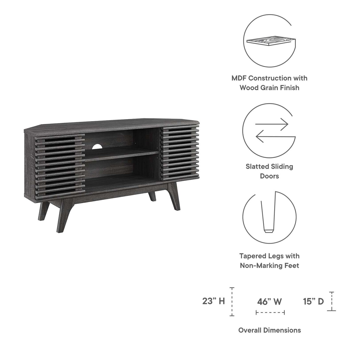 Render 46" Corner TV Stand By Modway - EEI-6157 | TV Stands | Modishstore - 7