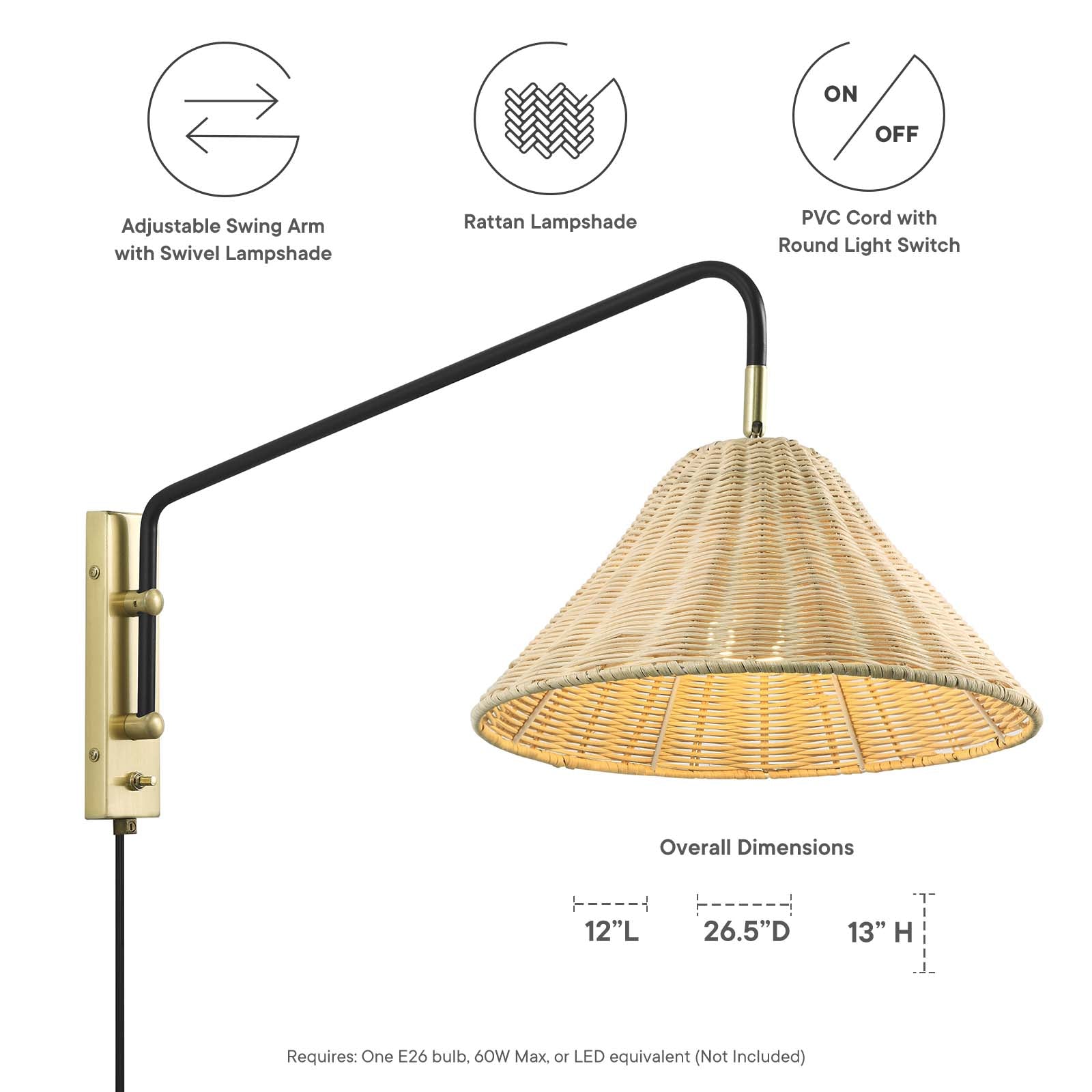 Keala Rattan Wall Sconce By Modway - EEI-6255 | Floor Lamps | Modishstore - 7