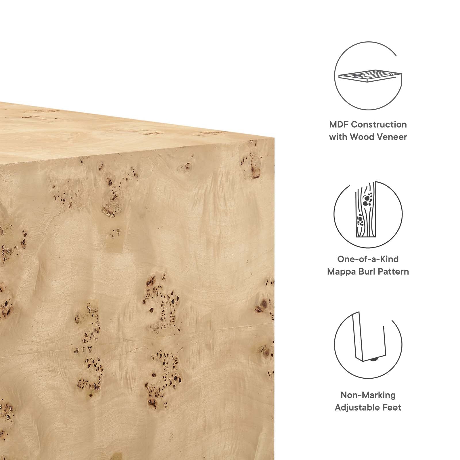 Cosmos 36 Square Burl Wood Coffee Table By Modway EEI 6272 Modish Store