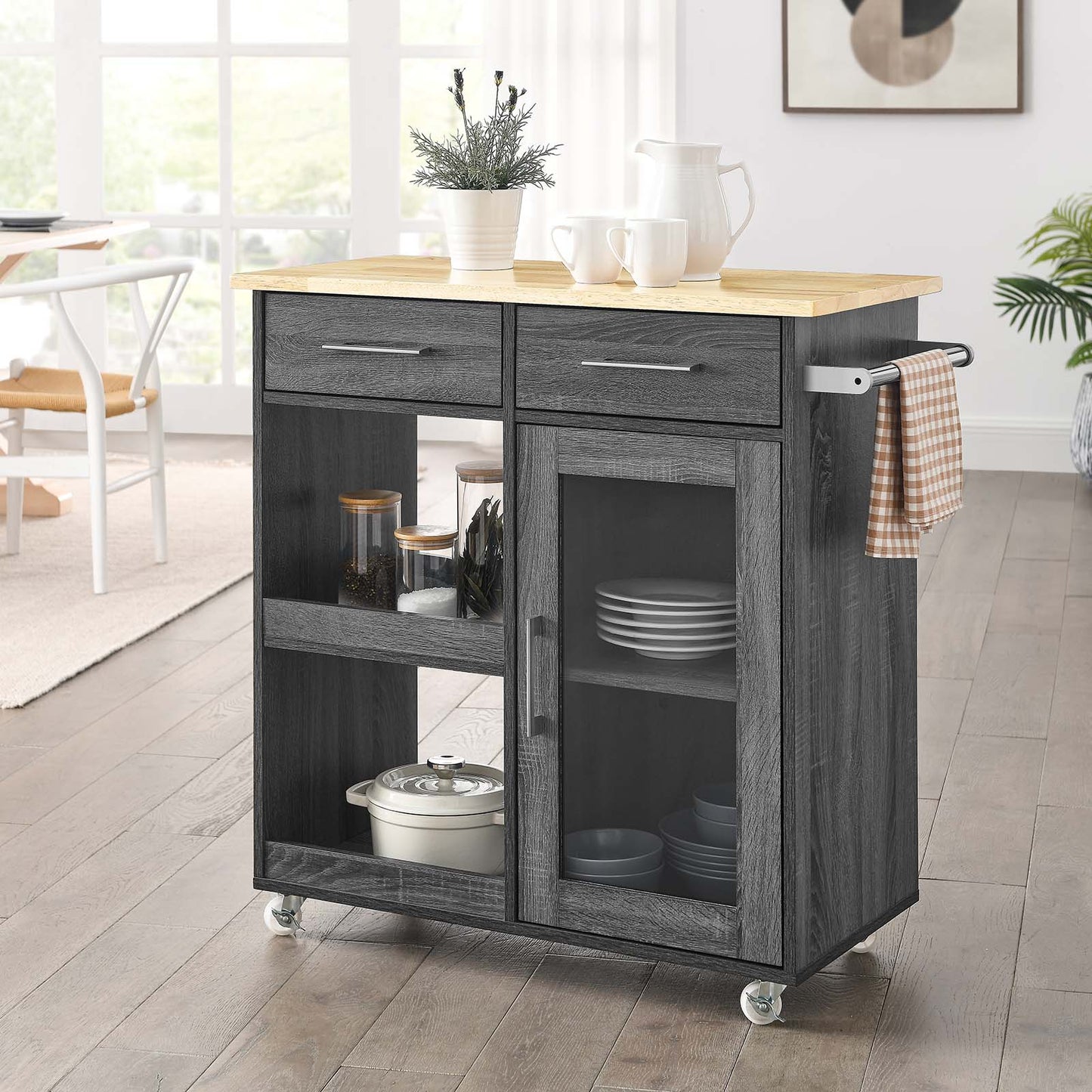 Culinary Kitchen Cart With Towel Bar By Modway - EEI-6275 | Kitchen Carts | Modishstore - 1