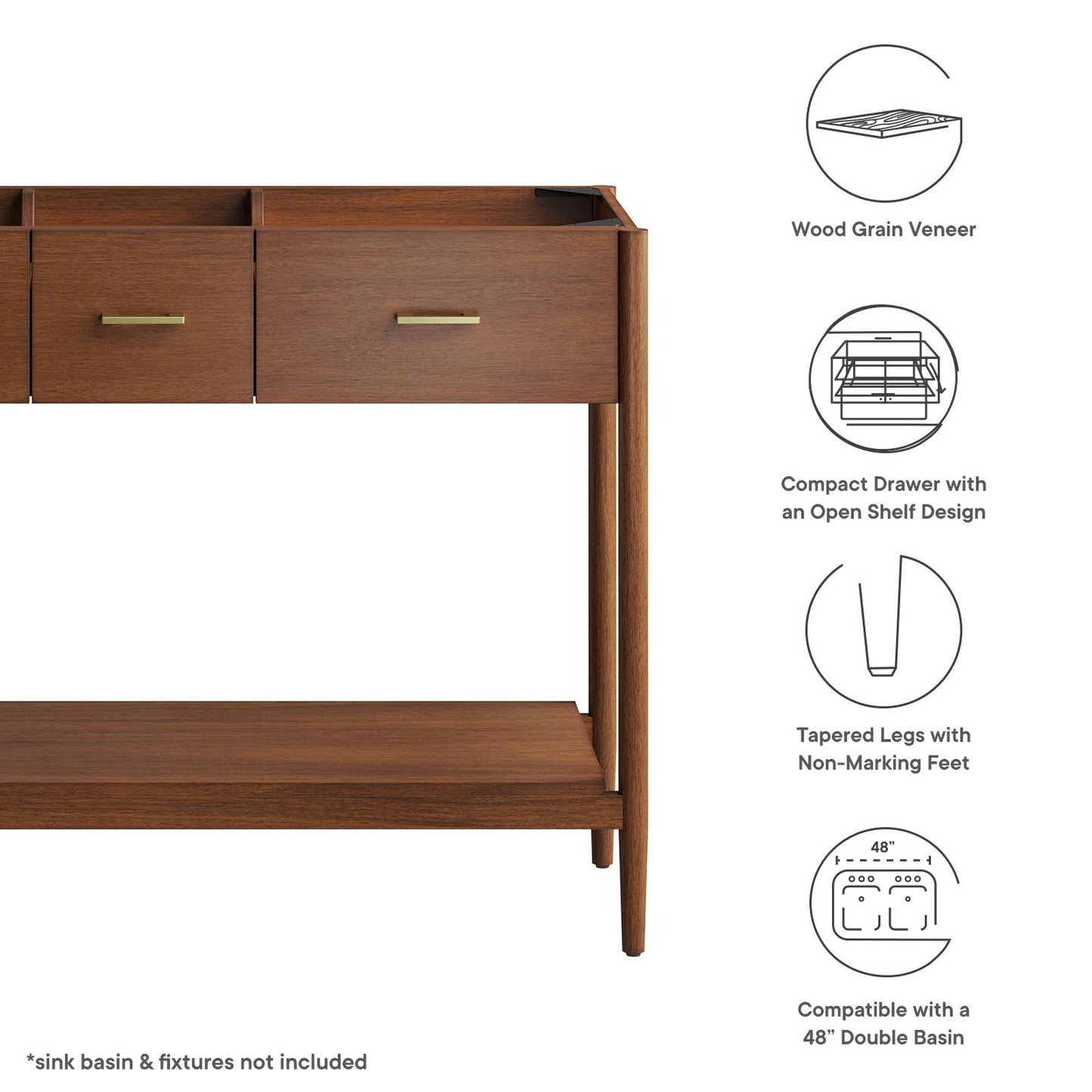 Zaire 48” Double Sink Compatible Bathroom Vanity Cabinet (Sink Basin Not Included) By Modway - EEI-6356 | Bathroom Accessories | Modishstore - 18