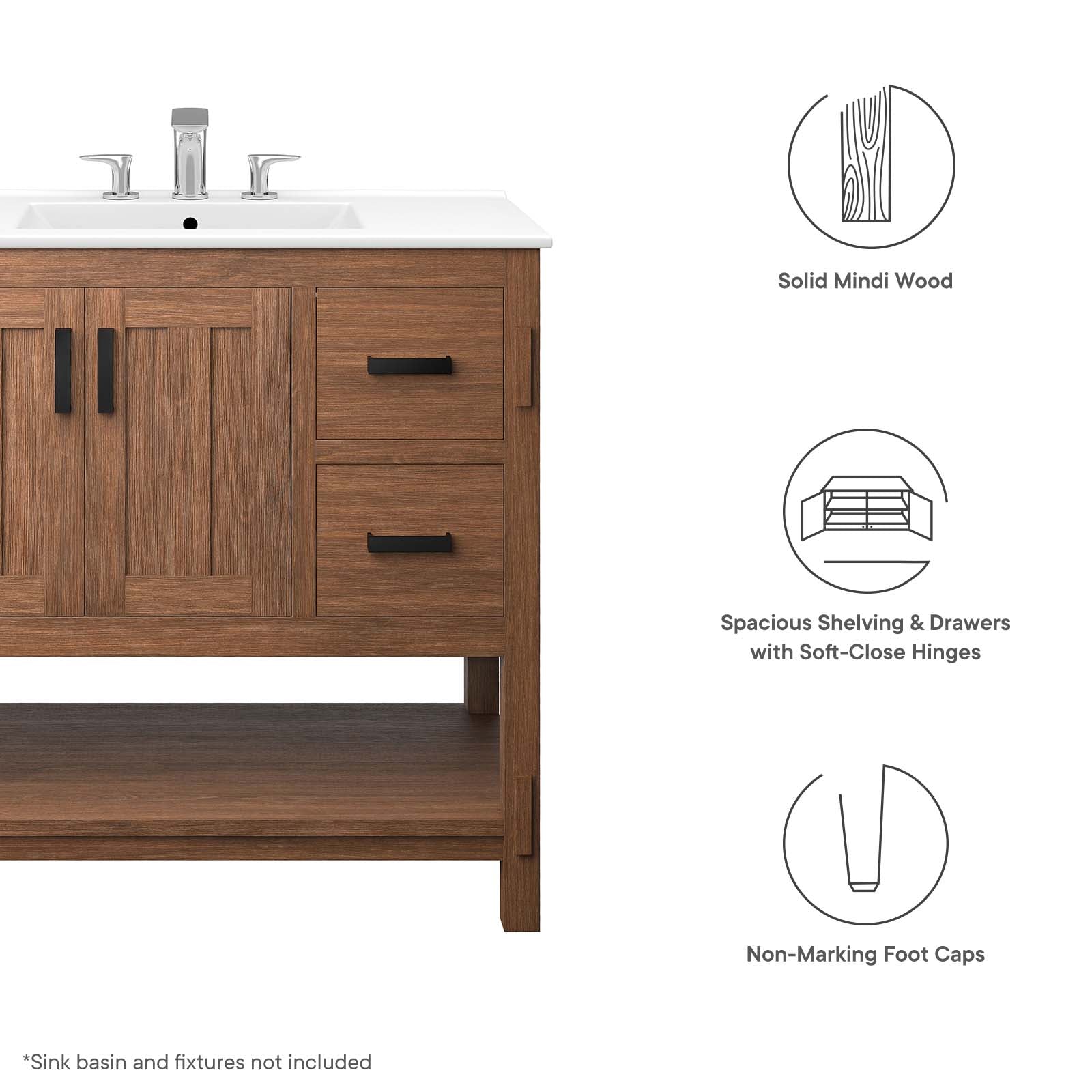 Ashlyn Wood Bathroom Vanity Cabinet Sink Basin Not Included 36