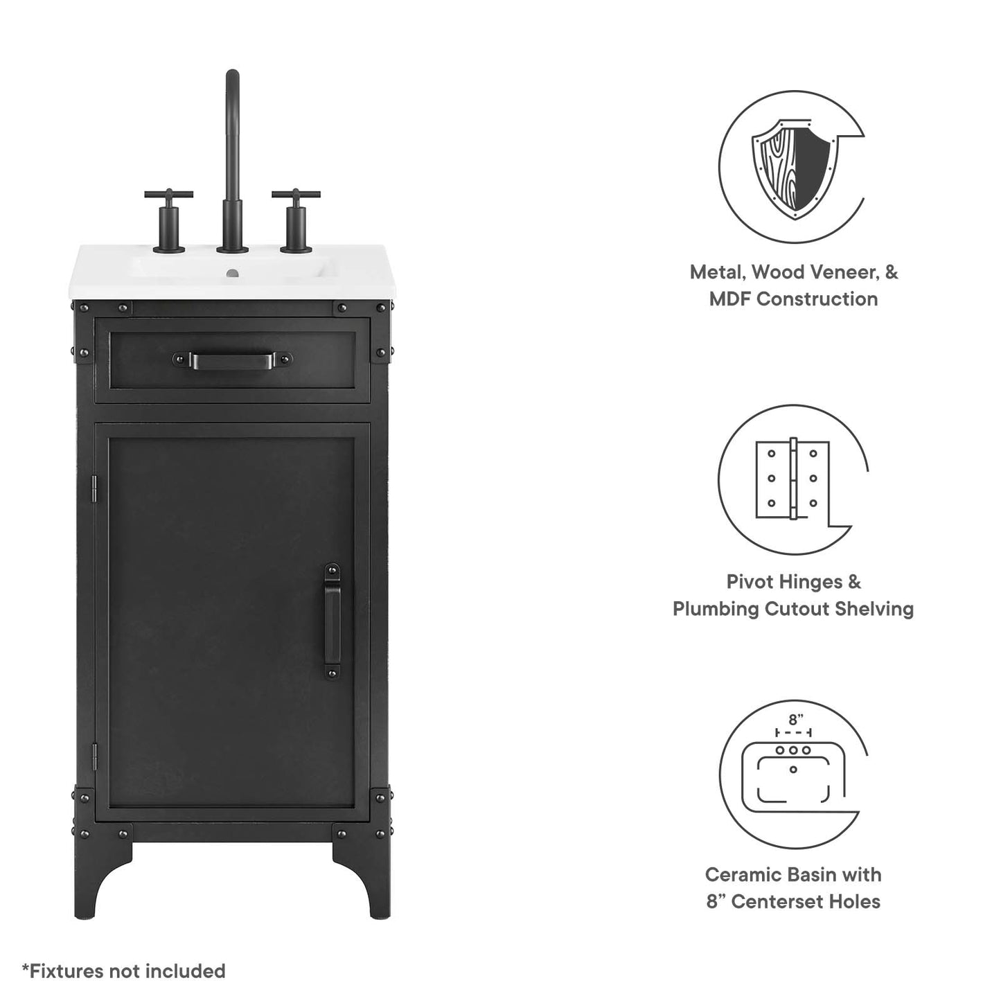 Steamforge 18" Bathroom Vanity By Modway - EEI-6411 | Bathroom Accessories | Modishstore - 6