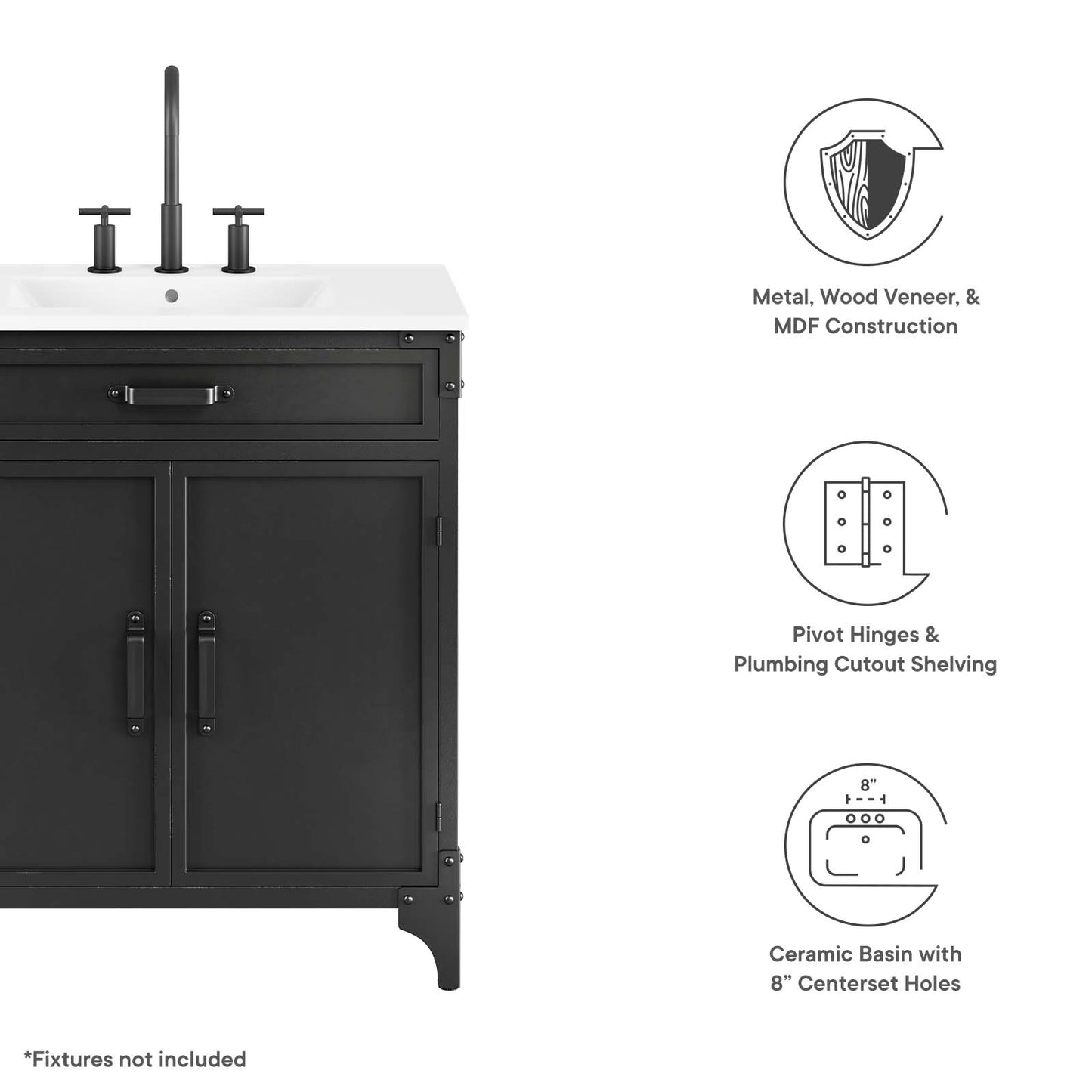 Steamforge 30" Bathroom Vanity By Modway - EEI-6415 | Bathroom Accessories | Modishstore - 6