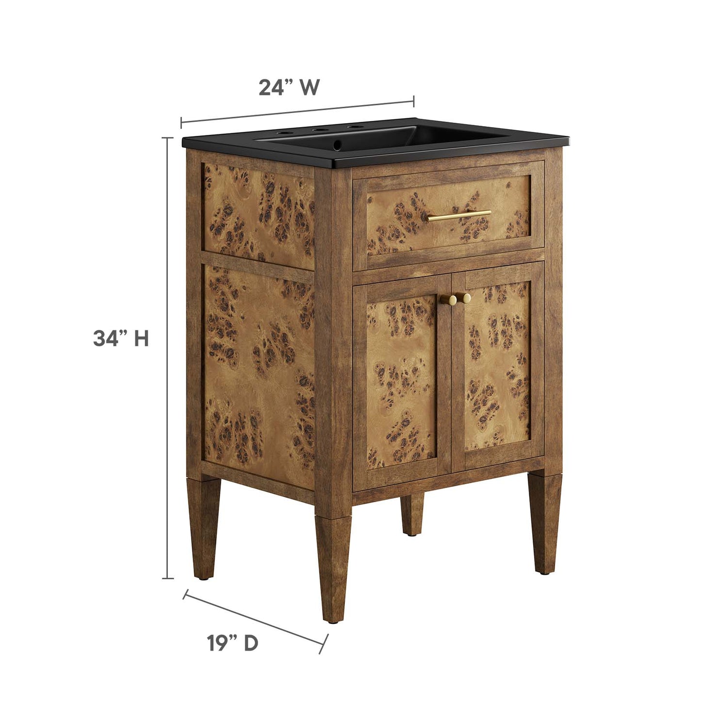 Elysian 24" Wood Bathroom Vanity By Modway - EEI-6442 | Bathroom Accessories | Modishstore - 6