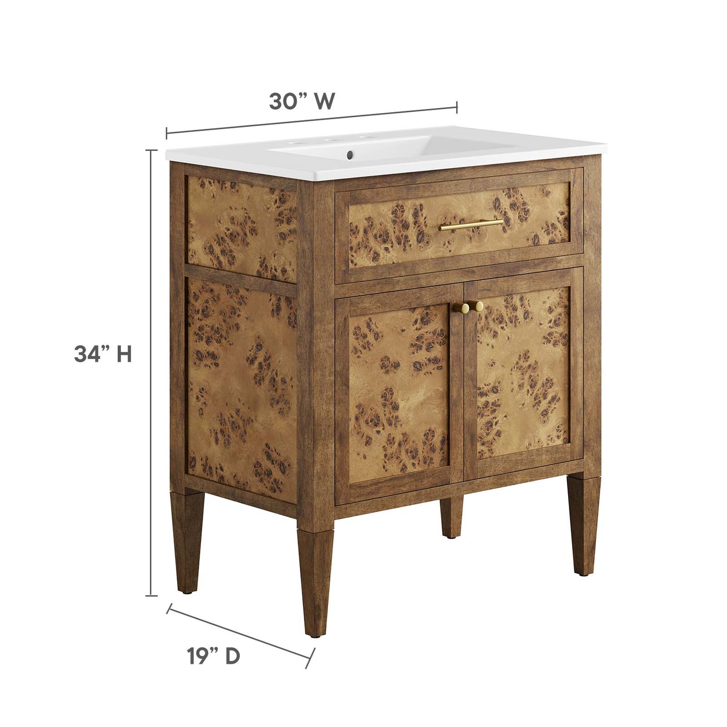 Elysian 30" Wood Bathroom Vanity By Modway - EEI-6444 | Bathroom Accessories | Modishstore - 6