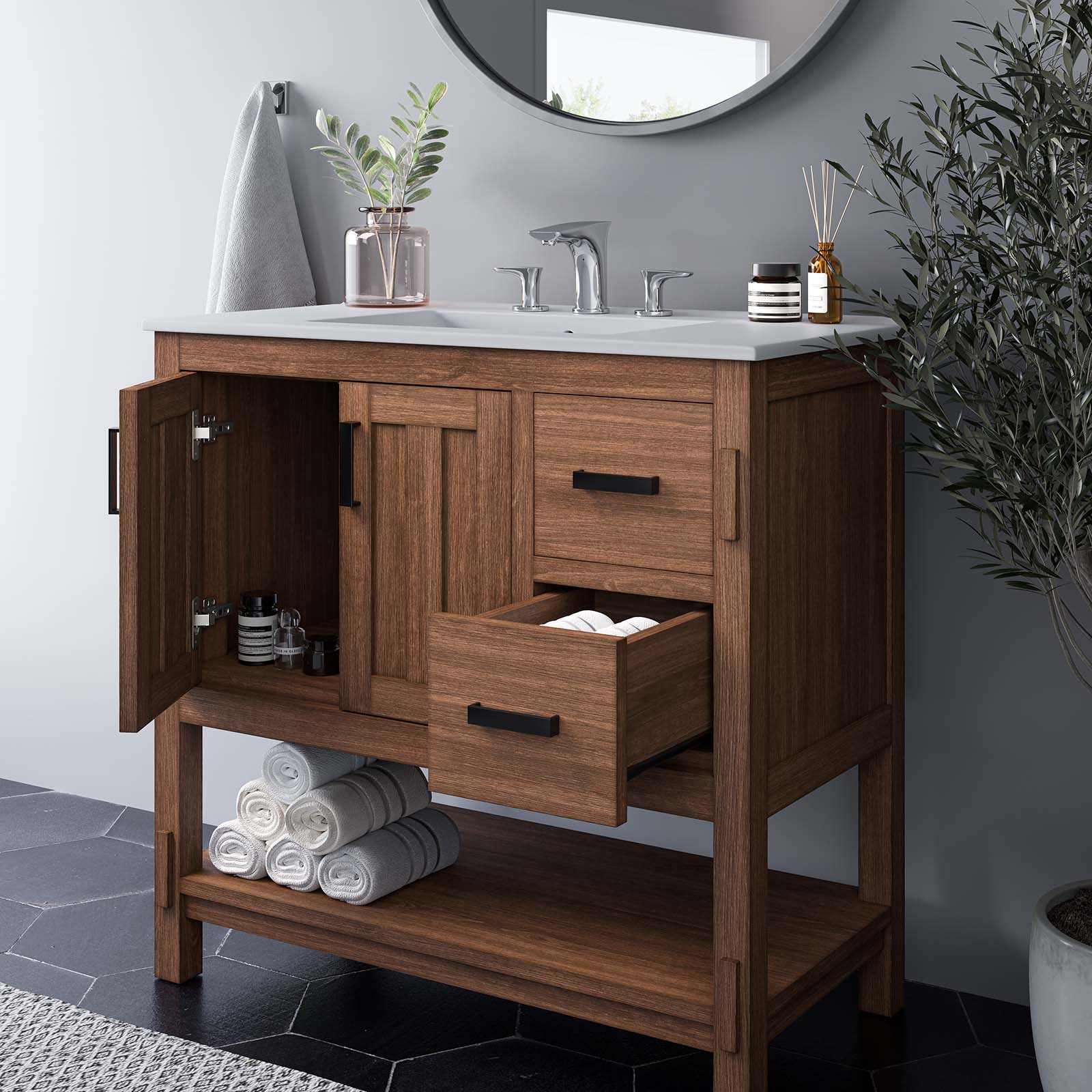 Ashlyn 36” Wood Bathroom Vanity By Modway - EEI-6535 | Bathroom Accessories | Modishstore - 12