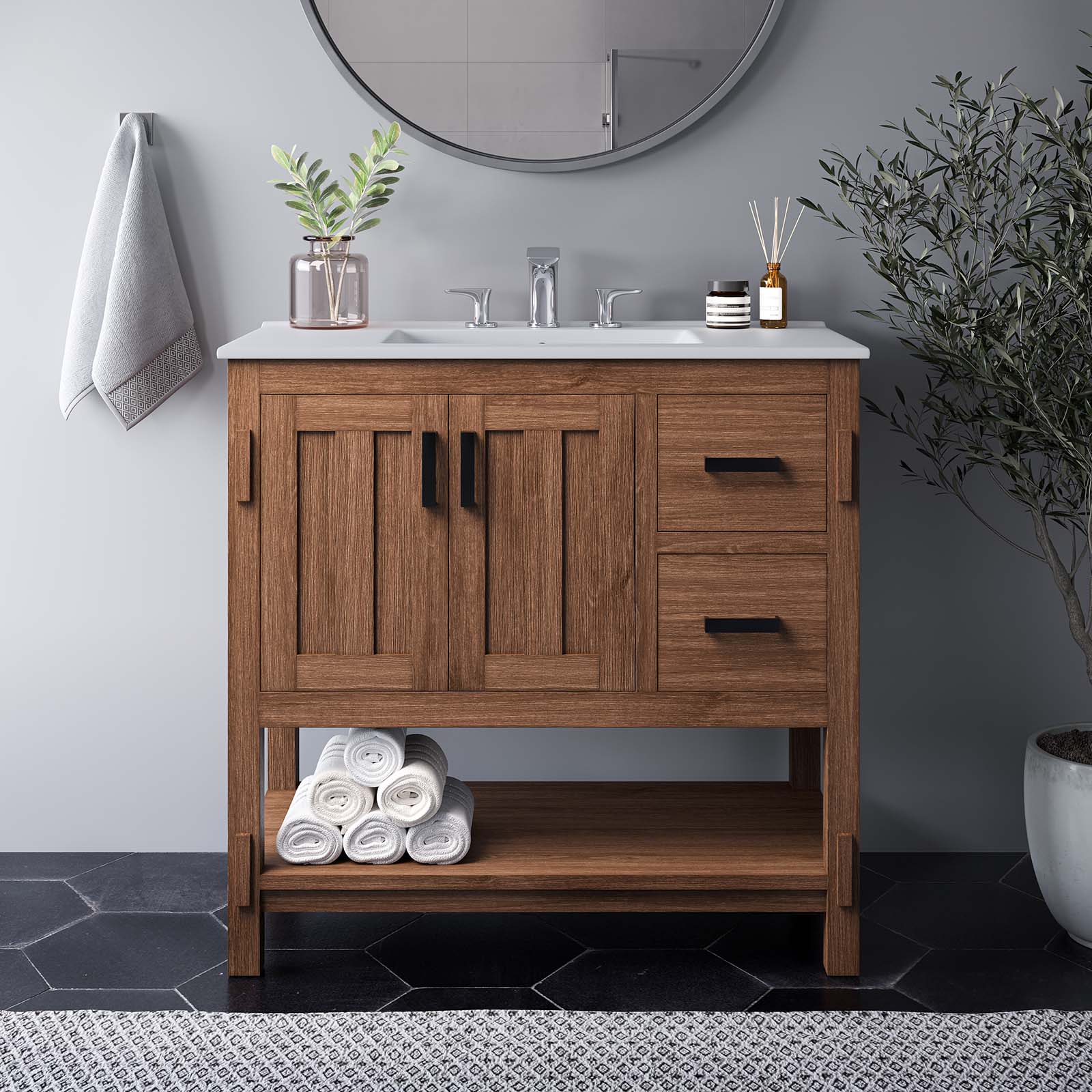 Alphonse 42'' Single Bathroom Vanity With Resin Top