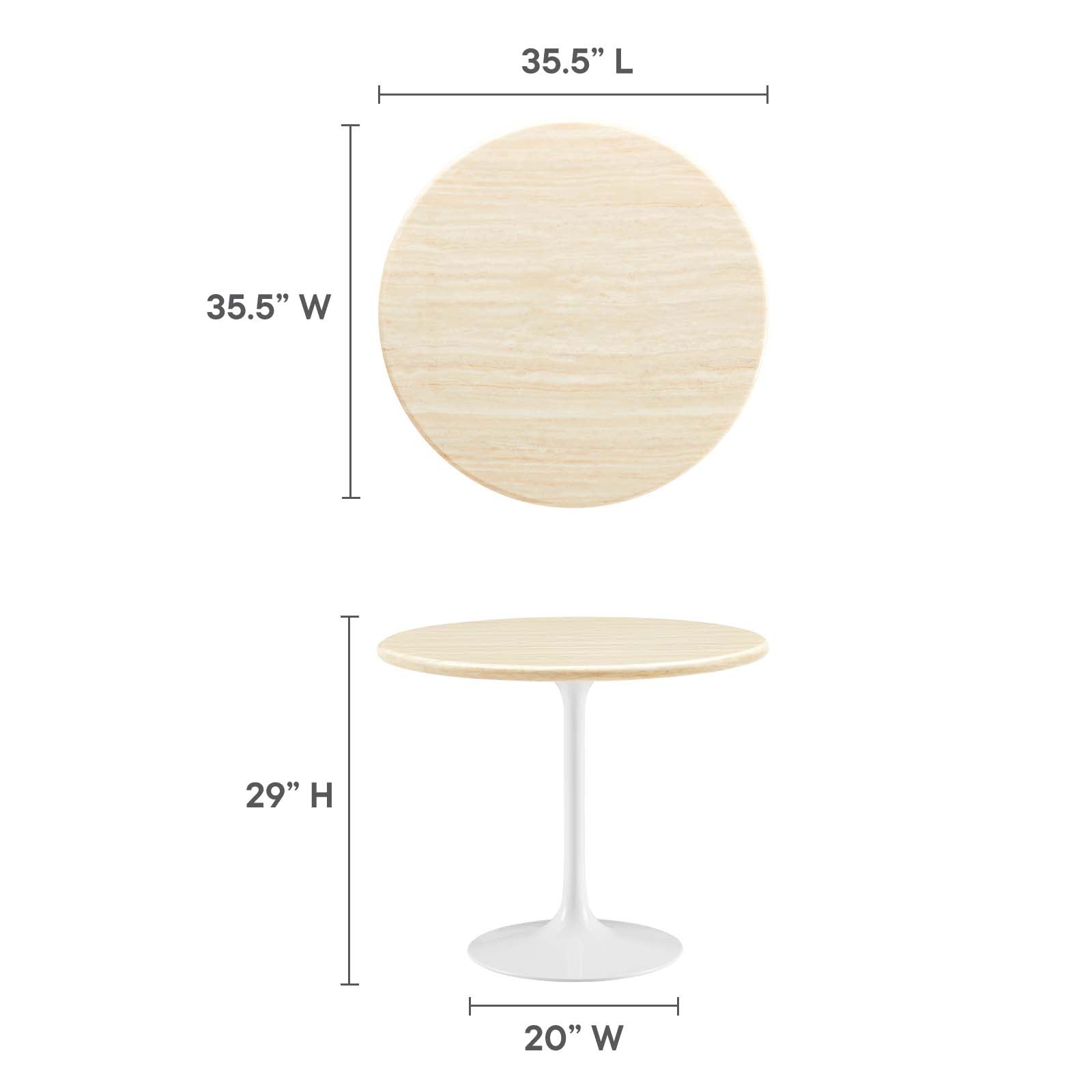 Lippa 36” Round Artificial Travertine  Dining Table By Modway - EEI-6748 | Dining Tables | Modishstore - 6