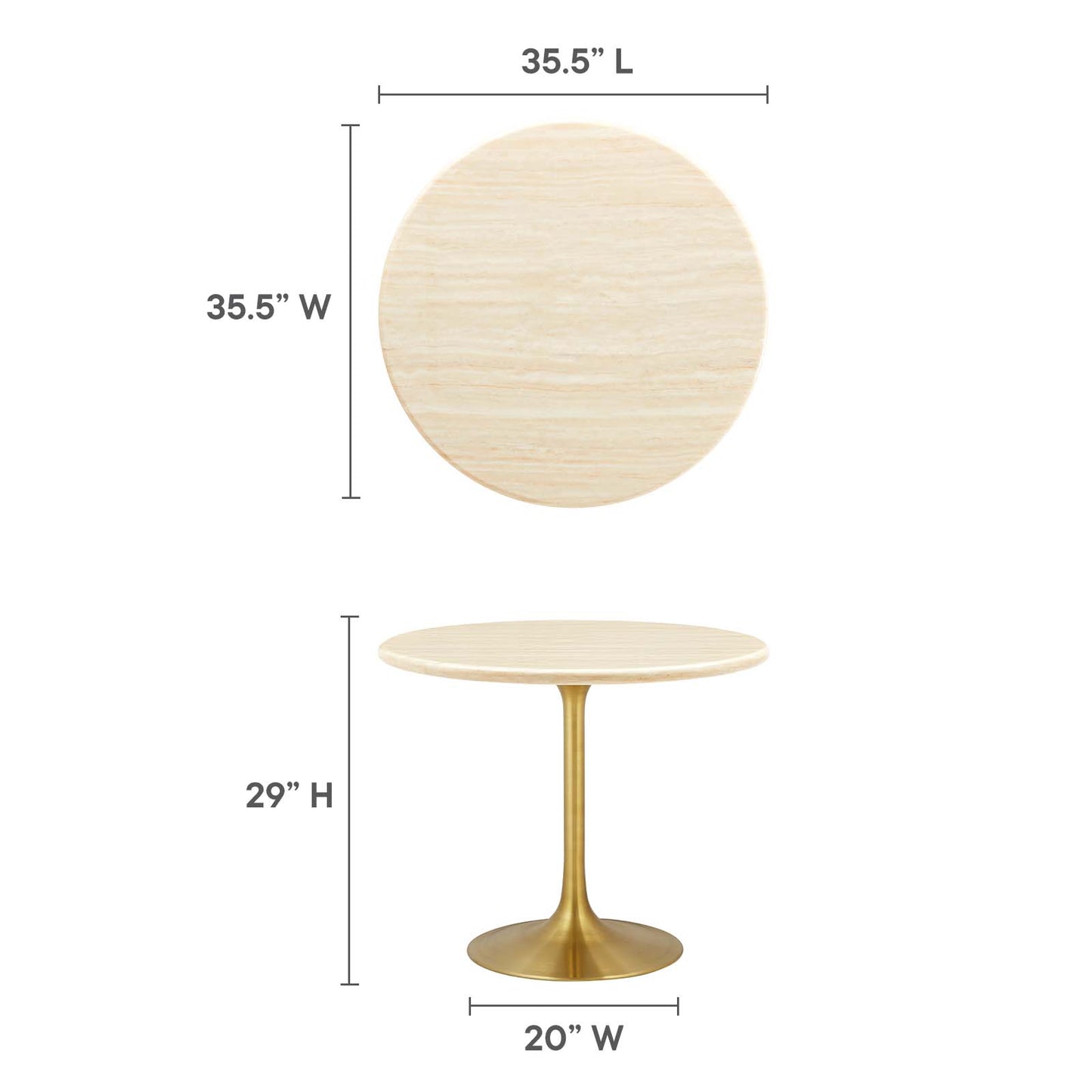 Lippa 36” Round Artificial Travertine  Dining Table By Modway - EEI-6752 | Dining Tables | Modishstore - 6