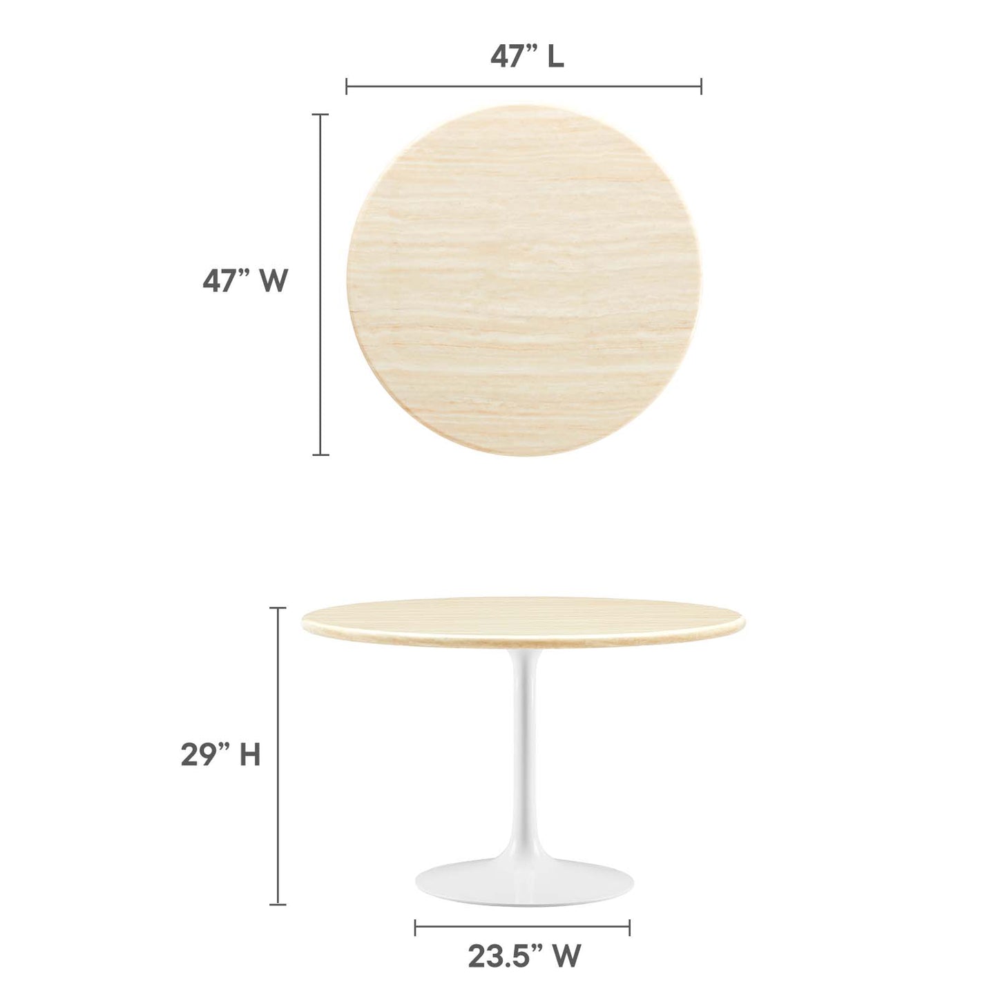 Lippa 48" Round Artificial Travertine  Dining Table By Modway - EEI-6754 | Dining Tables | Modishstore - 6