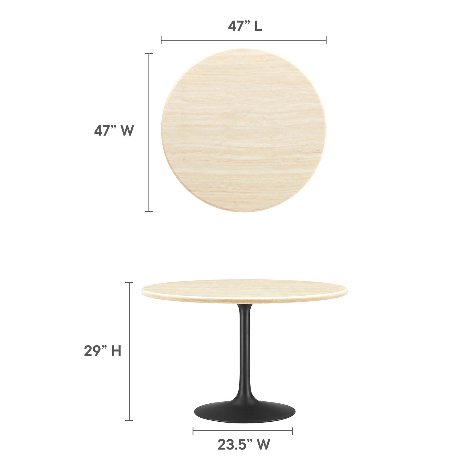 Lippa 48" Round Artificial Travertine  Dining Table By Modway - EEI-6755 | Dining Tables | Modishstore - 6