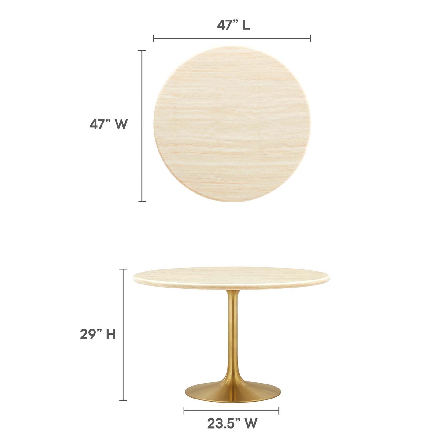 Lippa 48" Round Artificial Travertine  Dining Table By Modway - EEI-6756 | Dining Tables | Modishstore - 6