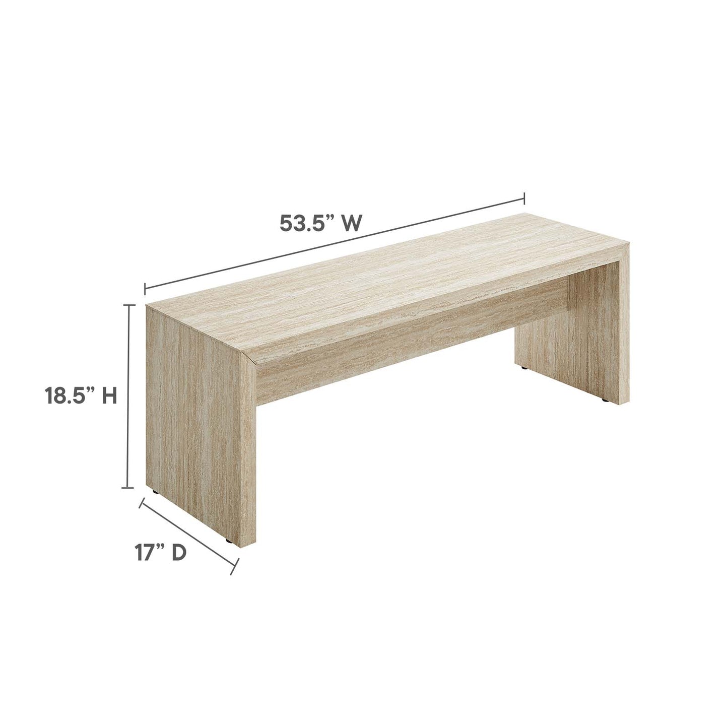 Mirella 53.5” Faux Travertine Bench By Modway - EEI-6774 | Benches | Modishstore - 6