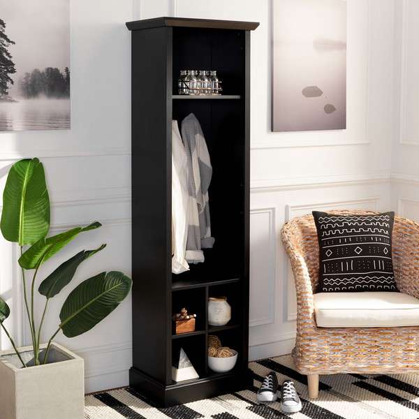 Safavieh Surrey 6 Shelf 2 Hook Bottom Storage Hall Tree - Black | Bookcases | Modishstore