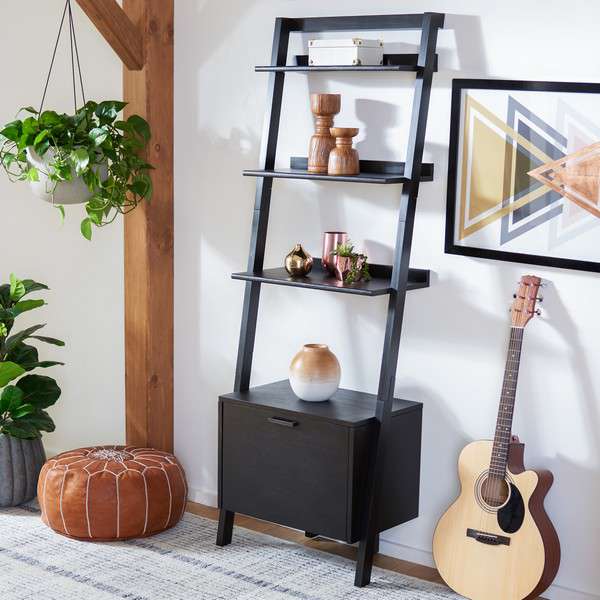 Safavieh Lavina 3 Shelf 1 Door Etagere - Black | Etagere | Modishstore