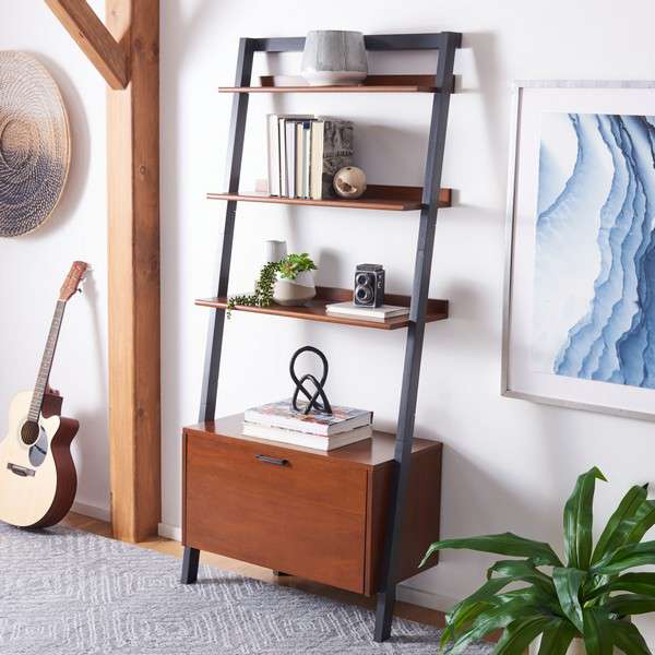 Safavieh Vlad 3 Shelf 1 Door Etagere - Honey Brown | Etagere | Modishstore - 4