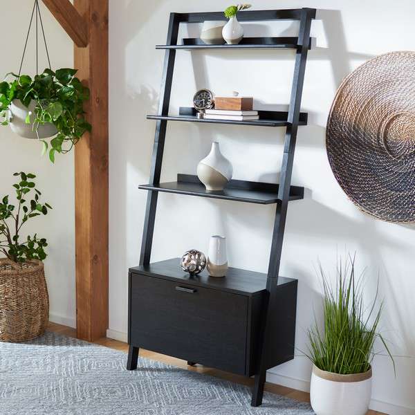 Safavieh Vlad 3 Shelf 1 Door Etagere - Black | Etagere | Modishstore - 4