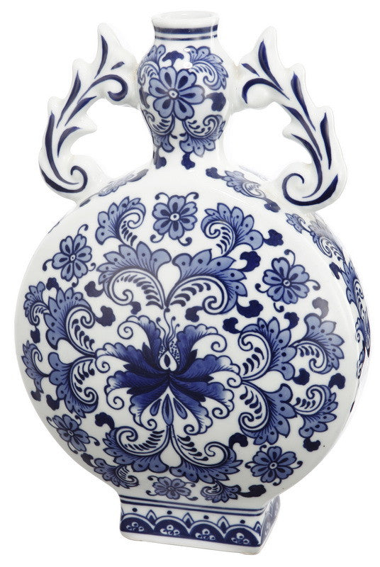 A&B Home Blue & White Vase With Handle - Set Of 2 | Vases | Modishstore