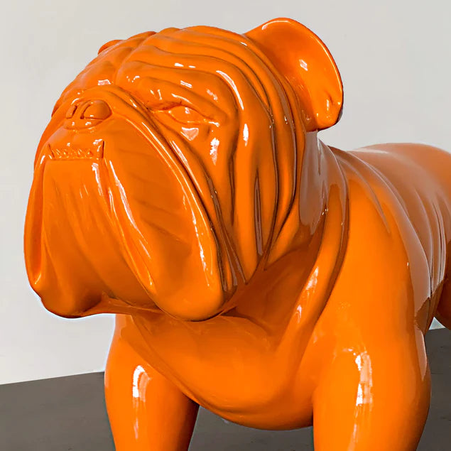 Fiberglass Bulldog  Large Indore Sculpture, Orange By Gold Leaf Design Group | Animals & Pets | Modishstore