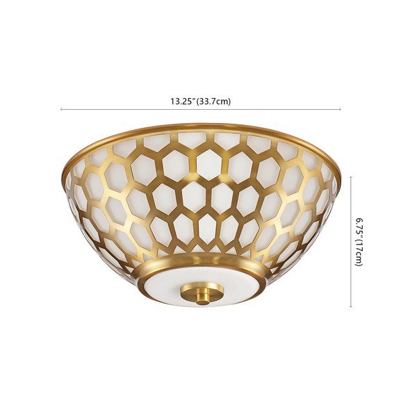 Safavieh Carlina Flush Mount - Brass Gold | Ceiling Lamps | Modishstore - 3