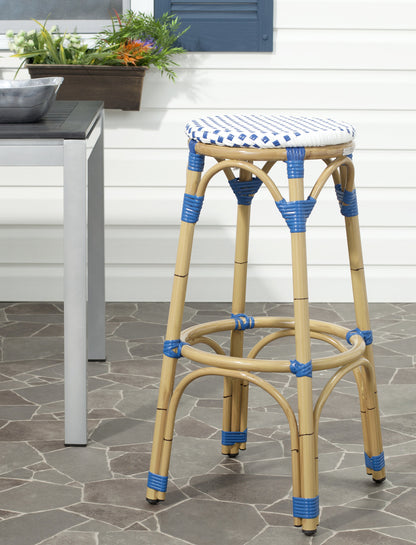 Safavieh Kipnuk Stool Blue/White (Indoor/Outdoor) | Bar Stools | Modishstore - 1