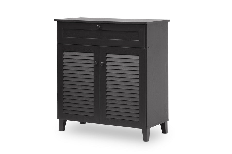 Baxton Studio Calvin Espresso Shoe Storage Cabinet Dark Brown