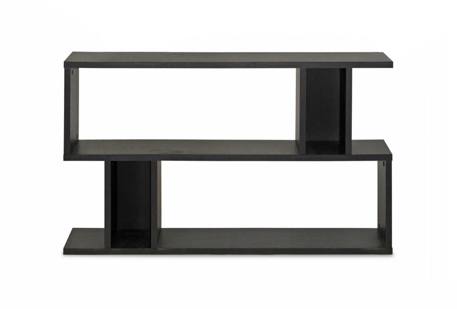 Baxton Studio Goodwin 2-Level Dark Brown Modern Bookshelf | Modishstore | Display Cases