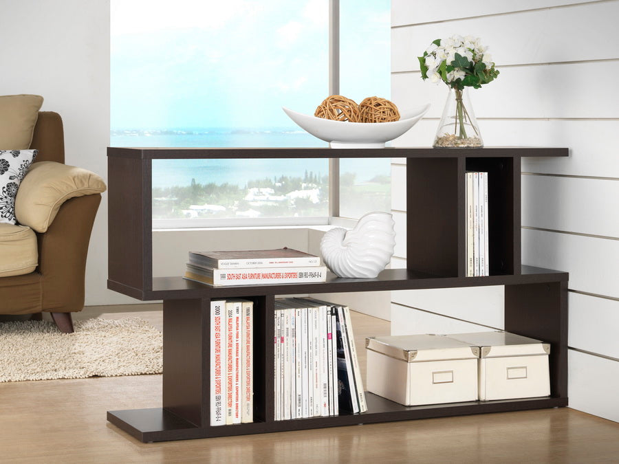 baxton studio goodwin 2 level dark brown modern bookshelf | Modish Furniture Store-3