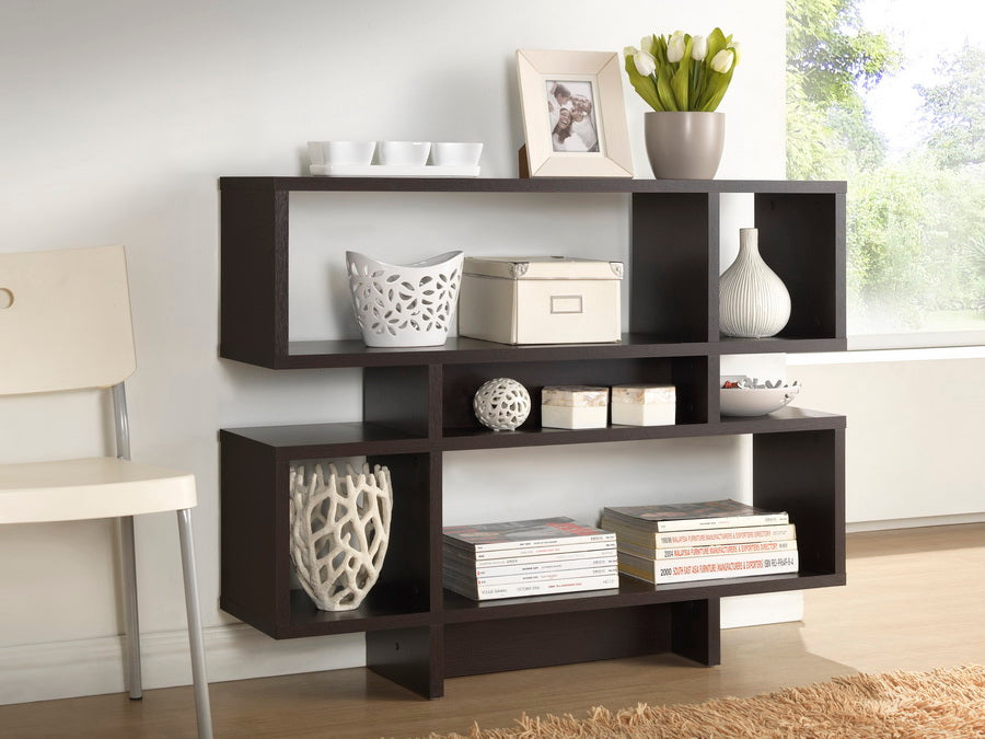 Baxton Studio Cassidy 4 Level Dark Brown Modern Bookshelf Dark