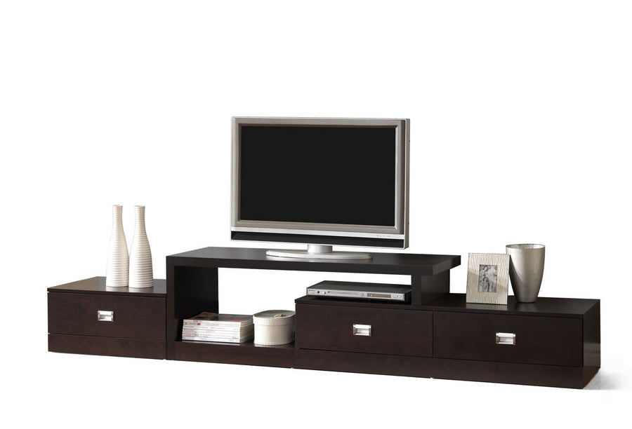 Baxton Studio Marconi Brown Asymmetrical Modern TV Stand | Modishstore | TV Stands