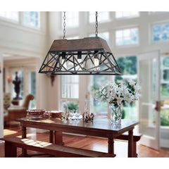 Cal Lighting FX-3585-3 60W X 3 Antonio Wood Chandelier